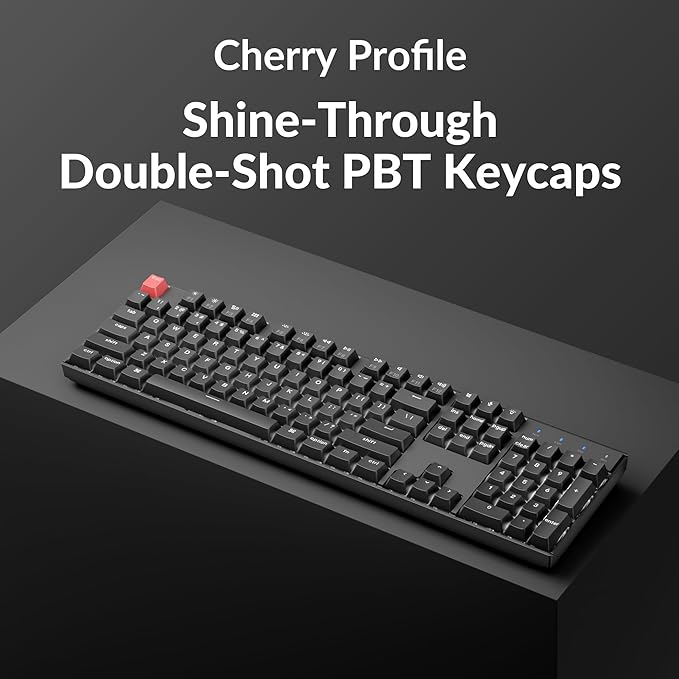 Keychron K10 Version 2 Full Size 104 Keys Bluetooth Wireless Mechanical Gaming Keyboard for Mac Windows Super Banana Switch White LED Backlight/USB C Wired Computer Keyboard