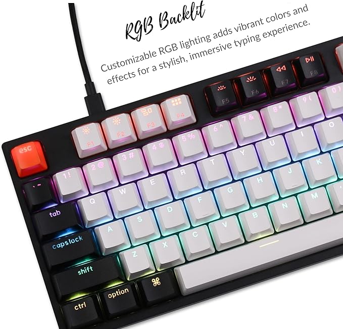 Keychron C1 TKL Mechanical Wired Gaming Keyboard – RGB Backlit Compact Keyboard with Linear Red Switches for Mac & Windows