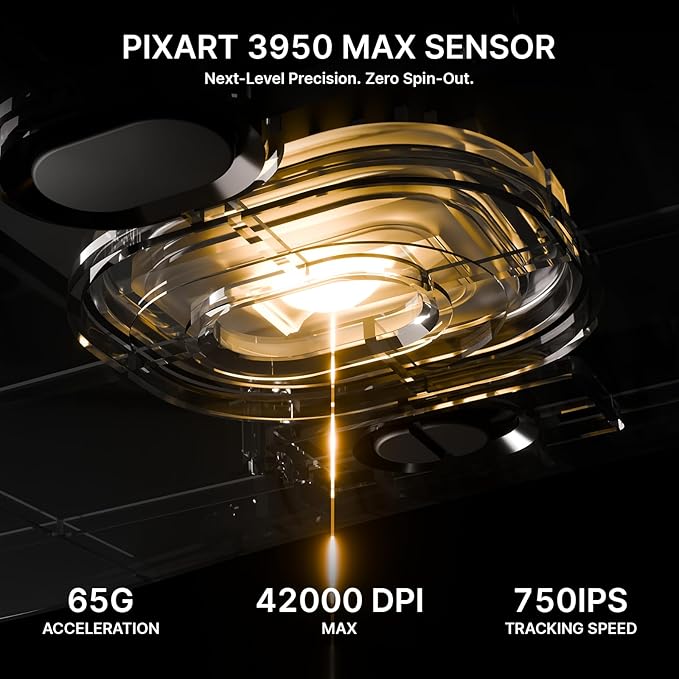 ATTACK SHARK V8 8K Wireless Gaming Mouse Whit 42000 DPI-PAW3950 MAX Sensor-59g Lightweight-Nordic54L15 MCU-400h Battery Life, Triple Modes,Gaming Accessories for PC/Laptop/Mac (Black)