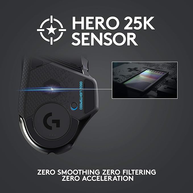Logitech G502 Lightspeed Wireless Gaming Mouse | Hero Sensor, 25,600 DPI, 11 Programmable Buttons, Tunable Weights, RGB Lighting, Onboard Memory, PC/Mac | Signature Series Gift Bundle