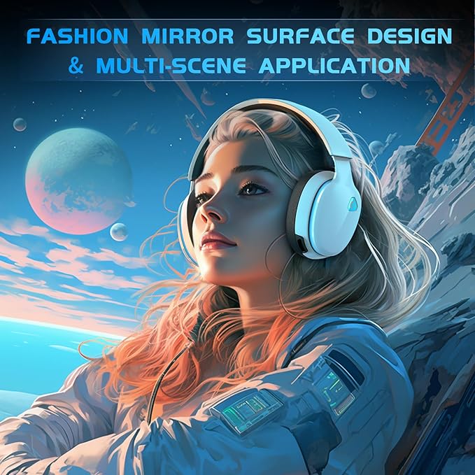 Gtheos 2.4GHz Wireless Gaming Headset for PS5, PS4 Fortnite & Call of Duty/FPS Gamers, PC, Nintendo Switch, Bluetooth 5.3 Gaming Headphones with Noise Canceling Mic, Stereo Sound, 40+Hr Battery -White