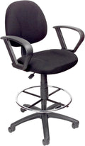 Boss Office Products Ergonomic Works Drafting Chair with Loop Arms in Black, Mid-Back