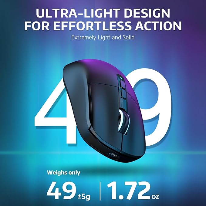MAMBASNAKE Attack Shark X6 Wireless Gaming Mouse,RGB Magnetic Charging Dock,49g Ultralight X3 Upgrade,Tri-Mode 2.4GHz/BT5.2/USB-C,PAW3395 Sensor 26KDPI,G502 Programmable Mice for Win/Mac - Black