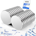 LOVIMAG Neodymium Fridge Magnets, 25x2mm Waterproof Strong Rare Earth Magnet, Powerful Refrigerator Magnets with Adhesive Backing for Craft, DIY, Office, Kitchen, Whiteboard Magnet - 20 Pack