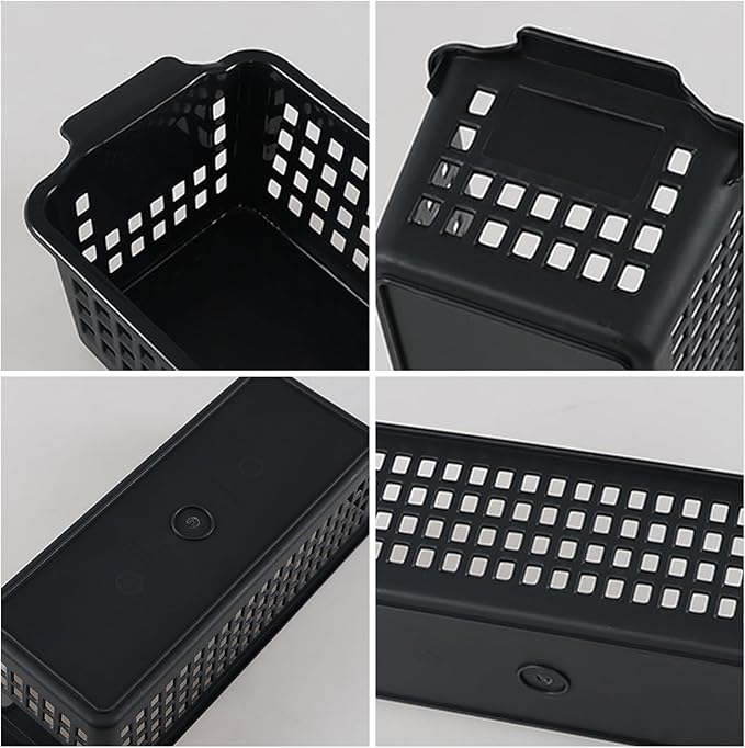 Slim Plastic Storage Baskets, Rectangle Draw Organizing Basket, 6 Packs