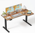 FEZIBO L Shaped Electric Corner Standing Desk, 55×32 inch Home Office & Computer Height Adjustable Table with 4 Memory Height Settings, Ergonomic Sit and Stand desk with Splice Board, Rustic Brown Top