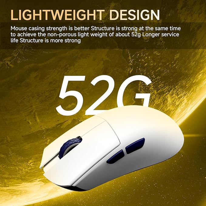 Darmoshark M3SMAX Wireless Gaming Mouse,Tri-Mode 2.4G/USB-C/Bluetooth Mouse Up to 30000DPI,PAW3950 Optical Sensor Lightweight 51g,5 programmable Button,Computer Mouse for Laptop,PC,Windows,Mac(Pink)