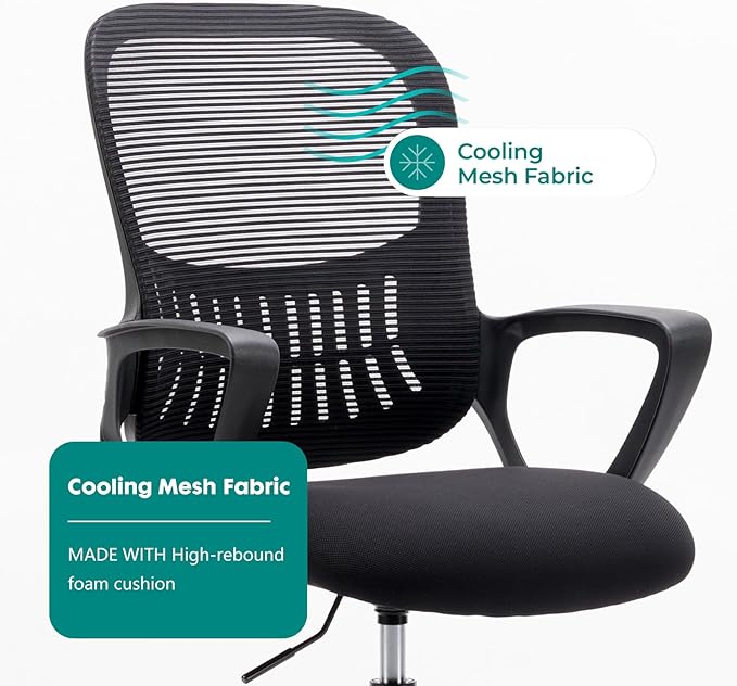 DUMOS Drafting Chair - Counter Height Adjustable Tall Office Desk Chair with Fixed Armrests and Comfortable Lumbar Support for Standing Desk, Deep Black