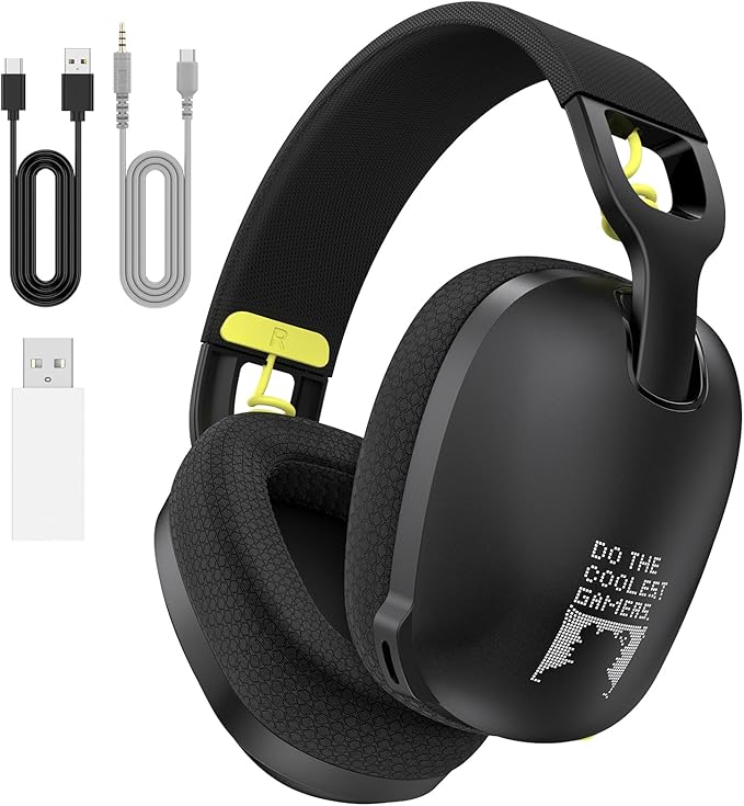 FEIYING Wireless Gaming Headset, Wireless Bluetooth Gaming Headphones, 2.4GHz USB Wired Built in Mic, Bluetooth 5.3 Gaming Headset Compatible with PS5, PS4, Switch, PC, Mac