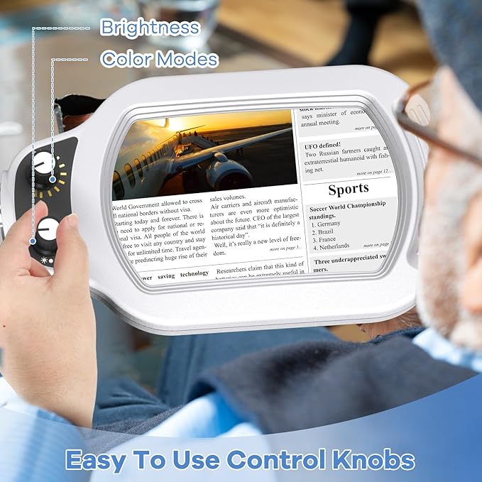 10X Rectangle Magnifying Glass with Light and Stand, Real Glass Lighted Magnifier Hands Free, Mechanical Knob 5 Color Modes Stepless Dimmable, 2-in-1 LED Desk Lamp with Clamp for Close Work - White