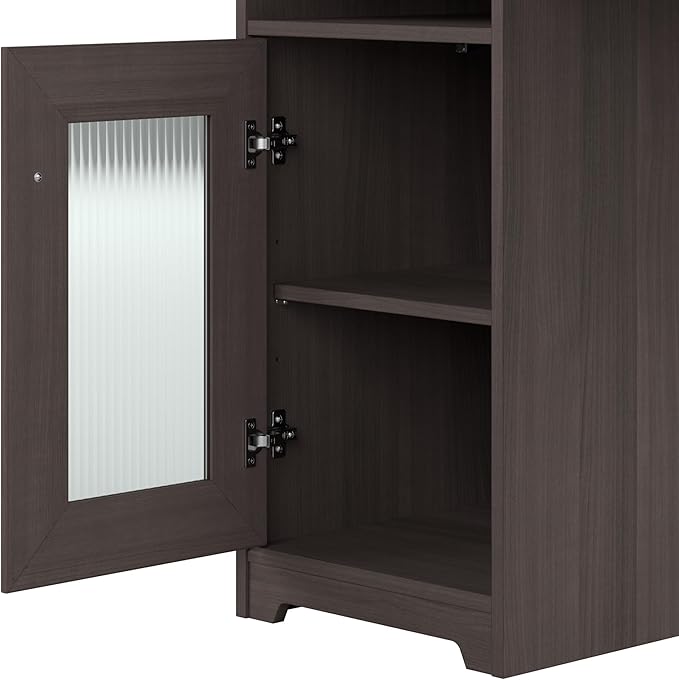Bush Furniture L Shaped Desk with Hutch, 5 Shelf Bookcase and Lateral File Cabinet | Cabot Collection Corner Computer Table with Storage and Bookshelf