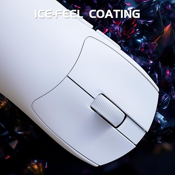 MAMBASNAKE M4 Wireless Gaming Mouse, 52g Lightweight BT/2.4Ghz/Wired Computer Mouse, PAW3311 24K DPI Optical Sensor, 200h Battery Life, Programmable Mice for PC/Win/Mac(White)