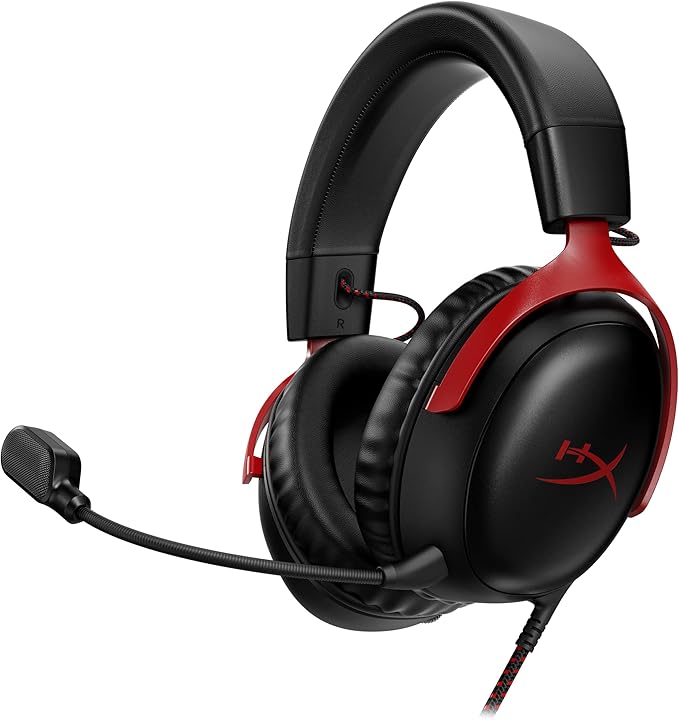 HyperX Cloud III 3.5mm Wired Gaming Headsets with Mic Noise Cancelling DTS Headphone:X Memory Foam 53mm Drivers Aluminum Frame for PC PS4 PS5 Xbox Nintendo Mac Mobile Gaming Headphones (Renewed)