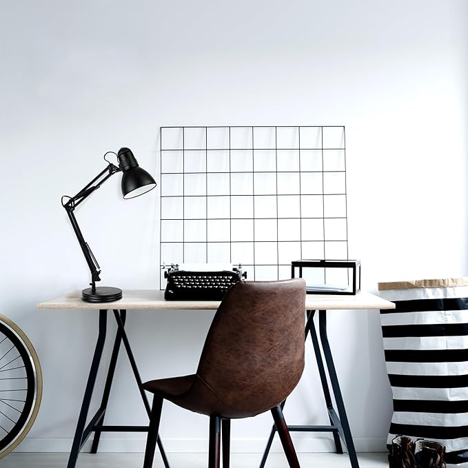 Globe Electric 5698601 28" Heavy Base Top Moving Spring Balanced Swing Arm Desk Lamp, Black, On/Off Rotary Switch on Shade, Office Decor, Reading Light, Home Essentials, Room Lighting