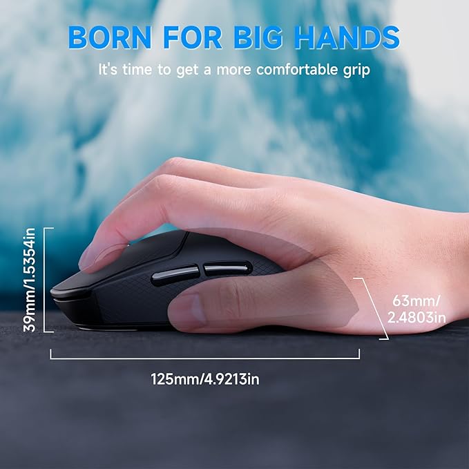 ATTACK SHARK X8Plus 55g Superlight Wireless Gaming Mouse with 40K DPI,PAW 3395PRO Sensor, Broadcom BK52820 Chip,HUANO Switch,Web Driver,Tri-Mode Fit Large Hand Mice with RGB Cable -Black&Sticker