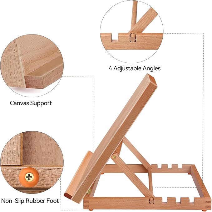Tabletop Easel A3 Painting Easel with Smooth Surface, Adjustable Angle Art Easel for Artists, Children, Beginners & Student