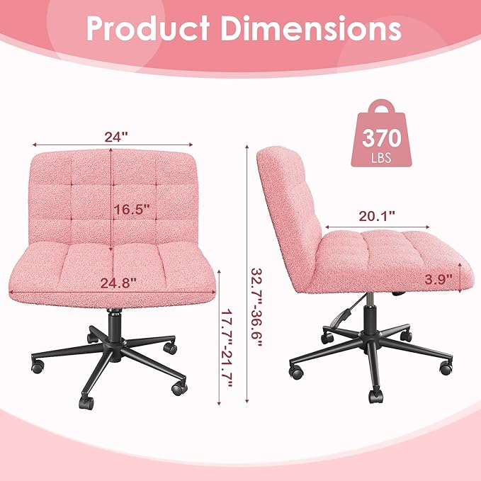 TLSUNNY Wide Sherpa Criss Cross Desk Chair – Pink