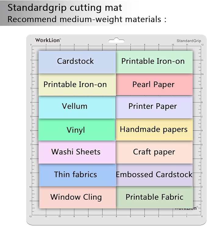 Cutting mat 12x12 Compatible With Silhouette Cameo 4/5/3/2/1(6 mats-4 Standard Adhesive,1Light Adhesive, 1Strong Adhesive) Adhesive Cutting Mat for Crafts, Quilting, Sewing, Scrapbooking and All Arts
