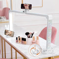 BZJ 34-Inch Nail Light for Desk Foldable Half Moon Nail Art Table Lamp with Stepless Dimming Brightness and Color Temperature for Manicurists Beauty Eyelash Extensions Tattoo Crafts