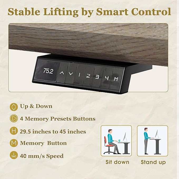 SAINTCY 70.87In L Shaped Executive Standing Desk with Drawers, Large Modern Adjustable Heigh Home Office Desk w/Universal Charging Ports, Business Workstation, Black and Warm Oak