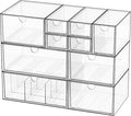 Desk Organizer Set, Clear Stackable Dustproof Storage Boxes for Desktop, Office, DIY Craft & Vertical Space Saving, Perfect for Makeup, Stationery, Jewelry Organization (10 Drawer)