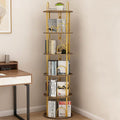 5 Tier Rotating Bookshelf, 360° Spinning Bookshelf Tower, Narrow Corner Book Shelf, Revolving Bookcase Corner Tall Book Shelf for Small Spaces, Bedroom, Living Room, Gold