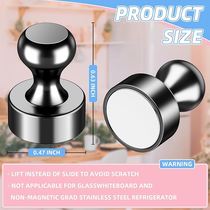 20 Pcs Fridge Magnets, Refrigerator Magnets, Small Strong Magnets, Whiteboard Magnets for Fridge, Magnetic Push Pins for Locker, Kitchen Decor and Accessories, Office, Classroom Organization