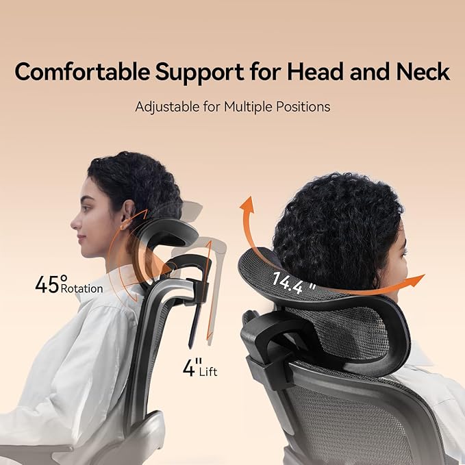 SIHOO B100 Office Chair, Comfy Ergonomic Office Chair, Computer Chair with Adaptive Lumbar Support & Wide Headrest, Flip-up Armrests, Swivel Desk Chair for Long Hours, Without Footrest, Black