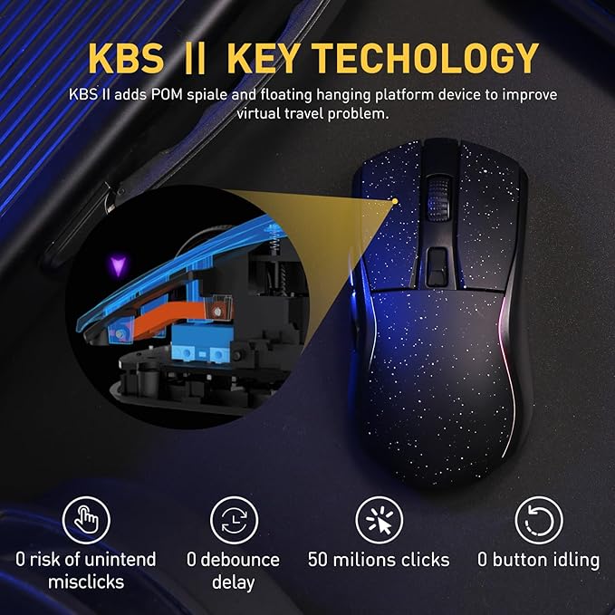 DAREU A950 Wireless Gaming Mouse with RGB Charging Dock,88g Lightweight Programmable Tri-Mode Wireless Mouse Gaming, Up to 12K DPI,1000Hz,120Hrs Playtime with RGB Backlit, Great for PC, Mac
