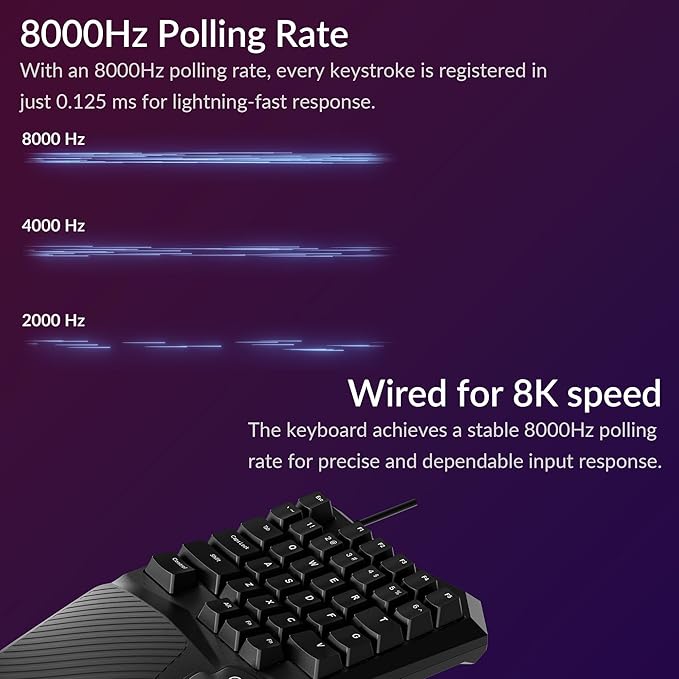 Keychron C0 HE 8K Wired One-Handed Gaming Keypad, Rapid Trigger Hall Effect Magnetic Switches, 35 Programmable Keys, Per-Key RGB Lighting, Web-Based Configurator, Compatible with Windows & macOS