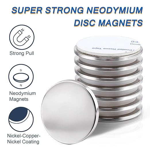 LOVIMAG Rare Earth Magnets, Strong Magnet for Whiteboard, Magnets with Adhesive Backing, Magnet for Refrigerator, Crafts, Office, Cabinet Door-6 Pack(1.26 in x 0.08 in)