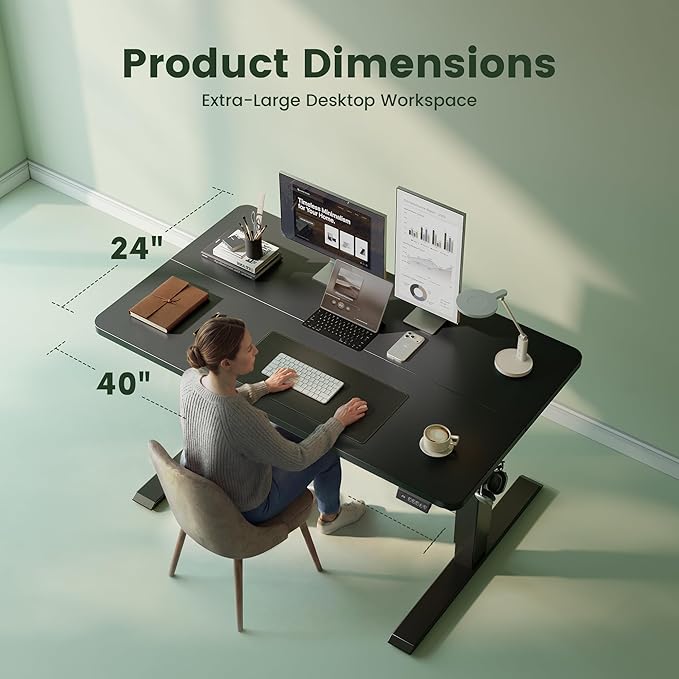 CubiCubi Electric Standing Desk Height Adjustable, 39.4 x 23.6 Inches Home Office Computer Desk, Sit to Stand Up with Memory Presets, Black