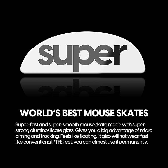 Superglide2 - New Controllable Speed Textured Surface Smoothest Mouse Feet/Skates Made with Ultra Strong Glass Smooth and Durable Sole for Xlite v2 & v3 & v3 ES Wireless Gaming Mouse (Type-C, White)