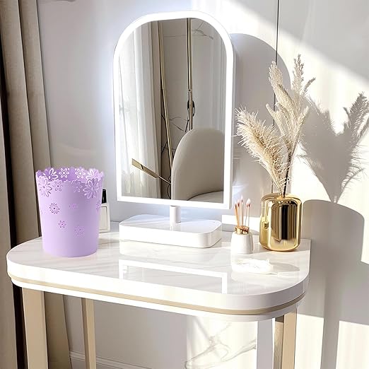 Mini Wastebasket 1.8 Gallons Purple Trash Can Garbage can for Bedroom Wastebasket Hollow Flower Shape Plastic Lidless Wastepaper Baskets Trash Can Bedroom Small Trash can (Purple, M)
