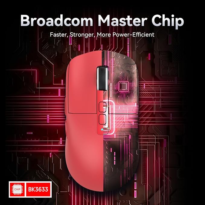 ATTACK SHARK X6 Lightweight Wireless Gaming Mouse with RGB Backlight Charging Base,Tri-Mode Wired/2.4GHz/BT5.2,26K DPI, PAW3395 Optical Sensor,HUANO Switch,5programmable Buttons,PC/Mac(Red)