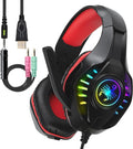 SVYHUOK Pro Gaming Headset for PC PS4 Xbox One Surround Sound Over-Ear Headphones with Mic LED Light Bass Surround Soft Memory Earmuffs for Computer Laptop Switch Games Kid’s Boy’s Teen’s Gifts