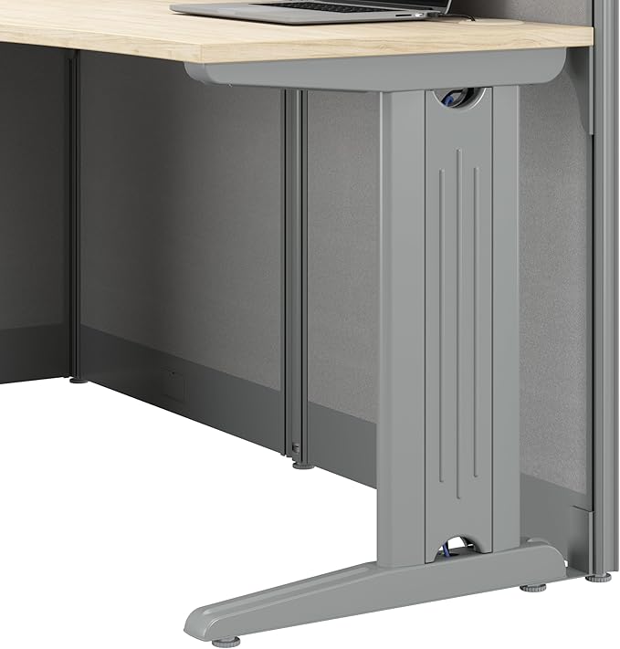 Bush Business Furniture 4 Person L Shaped Cubicle Desks with Storage, Drawers, and Organizers, Office in an Hour Collection, Natural Elm