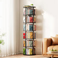 SpaceAid 6 Tier Rotating Bookshelf Tower, 360 Display Stackable Spinning Bookcase, Space Saving Revolving Round Book Shelf, Floor Standing Swivel Corner Organizer, Black