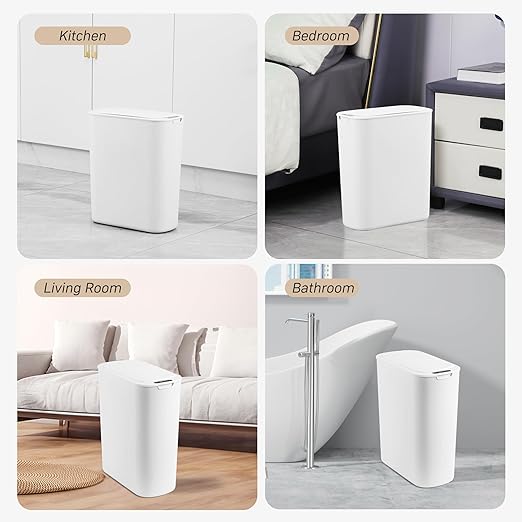 FRESHLIX Automatic Motion Sensor Bathroom Trash Can with Lid, 5 Gallon Touchless Trash Bin, Smart Electric Narrow Waterproof Garbage Bin for Toilet, Office, Rv, Bedroom, Living Room