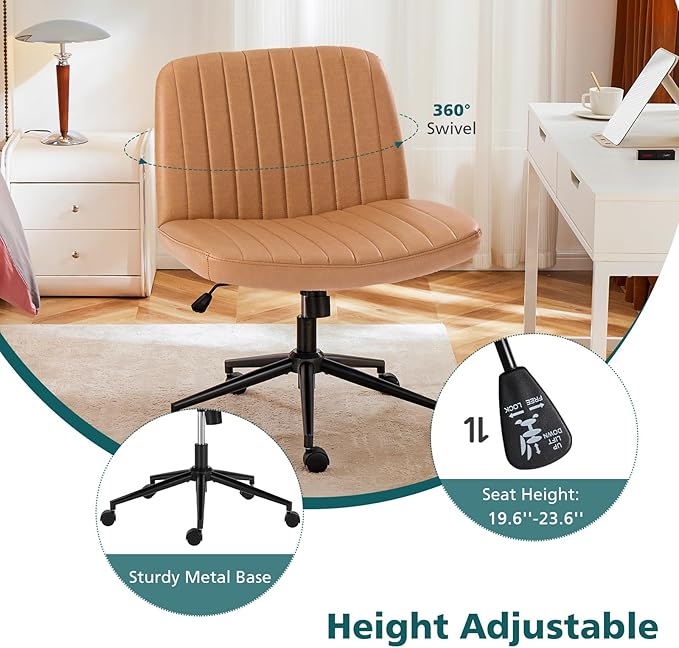 OLIXIS Wide Criss Cross Swivel Desk Chair – Brown