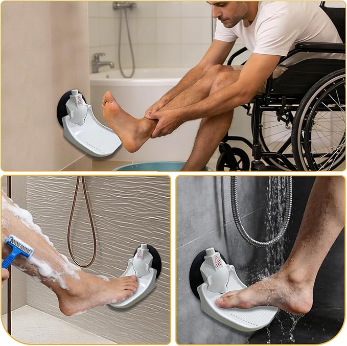 Shower Foot Pedals with Foldable Shaving Leg Hair with Strong Suction Cups for RV bathrooms