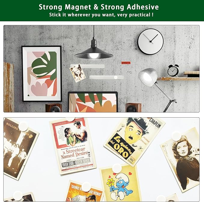 Magnetic Bulletin Board Strips Frameless Stainless Steel Iron Strips, Adhesive Backing Magnet Board Bar, Memo Board with 10 White Magnets, Magnetic Strip Set for Wall School Office Home, 2 Pack