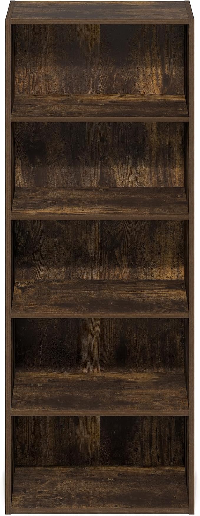 Furinno Basic Book Shelf, 5-Tier Bookshelf, Storage Organizer Bookcase with Open Shelf, 11 x 17 x 44, for Living Room, Bedroom, Home Office, Amber Pine