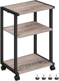 HOOBRO Mobile Printer Stand, 3-Tier Printer Cart Under Desk with Storage, Industrial Adjustable Rolling Cart, Sturdy Little Table on Wheels for Home Office BG28PS01N1