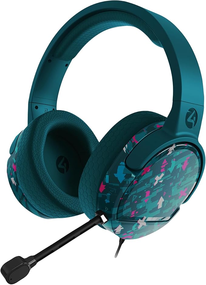 4Gamers Panther Gaming Headset Glitch - Teal, Compatible with PS4, PS5, Xbox, Switch & PC