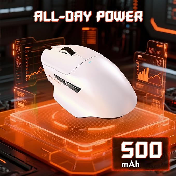 MAMBASNAKE×Attack Shark V6 65g Lightweight RGB Gaming Mouse with Magnetic Charging Dock, BT/2.4G Wireless/Wired 1K Polling Rate, 25K DPI, Programmable Mice for PC/Mac/Laptop(White)