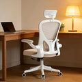 Ergonomic Office Chair with Adjustable Lumbar Support & Flip-Up Armrests - High Back Computer Desk Chair with Thickened Seat Cushion, Rolling Wheels for Home/Office Study Work