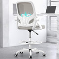 Kensaker Drafting Chair Tall Office Chair, Ergonomic Standing Desk Chair with Adjustable Foot Ring and Flip-up Armrests, Mesh Computer Chair for Art Studio, 300 LBS, Gray
