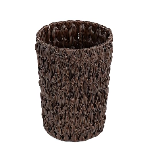 Coeusy Small Wicker Trash Can Brown,2 Gallon Garbage Can for Bathroom, Bedroom, Office, Decorative Waste Basket