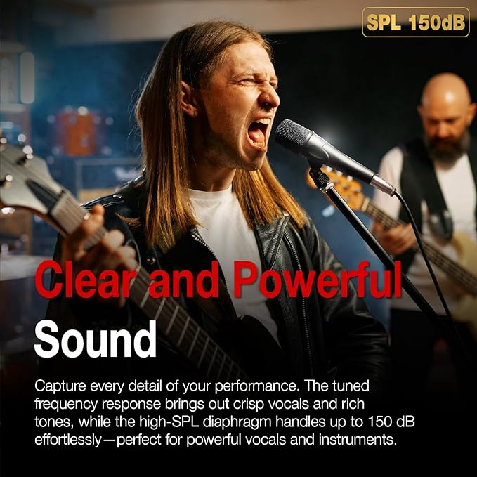 Superlux Professional Dynamic Vocal Microphone Wired for Singing, Premium Directional Sound Capture with Low Handling Noise & 23ft XLR Audio Cable, Live Stage, Podcasts, Karaoke & Studio Recording